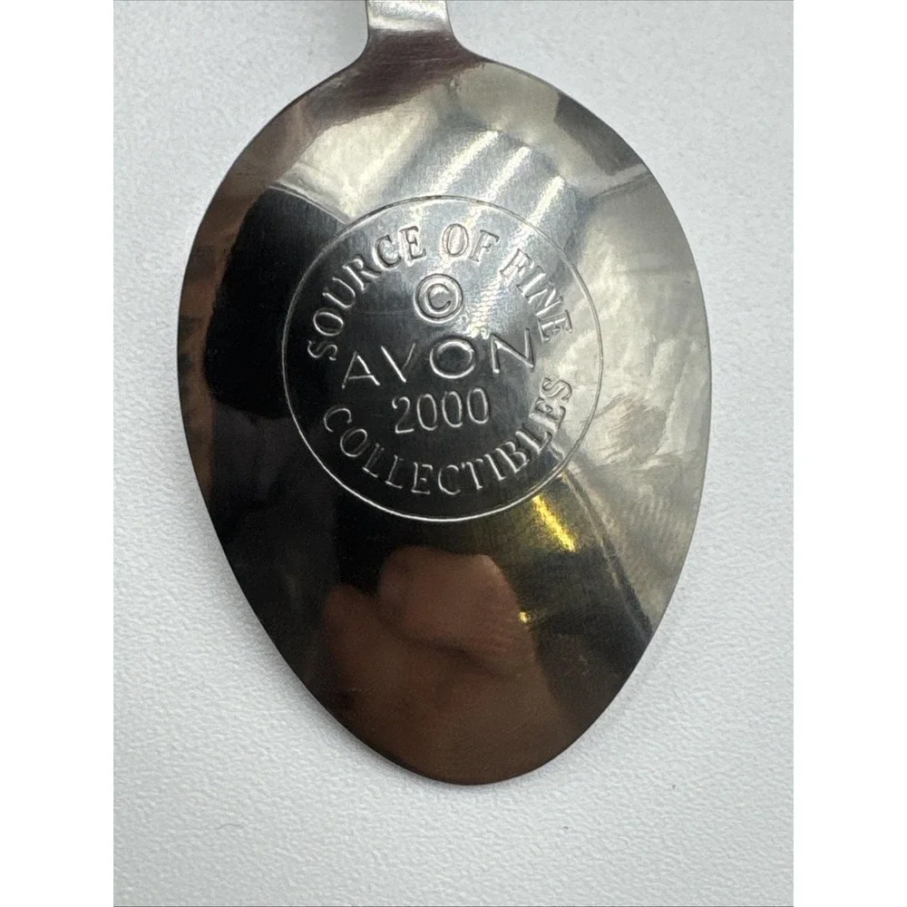 2000 Avon Tea TIME Memories Pink Tea Cup Saucer COLLECTOR SPOON Stainless Steel